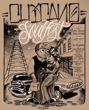 Load image into Gallery viewer, 2025 Chicano Soul Fest T-Shirt-Tan Color, Design by Abraham Ortega
