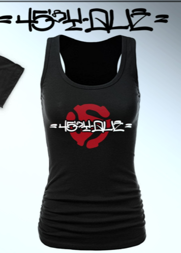 45's y Que Women's Tank in Black/White Red Adaptor